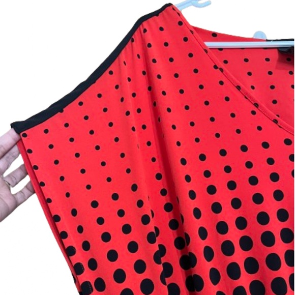 Lane Bryant Women’s Red with Black Polka Dots Belted Slip In Dress Sz-18/20 - Picture 5 of 7